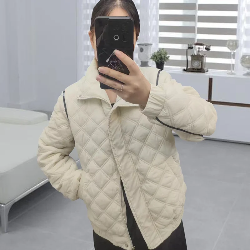 Xpqbb Women Parkas 2024 Autumn Winter Lightweight Warm Cotton Padded Coat Female Casual Loose Black Baseball Uniform Jackets