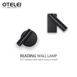 Modern Household LED Wall Light Rotatable Adjustable Design Wall Mounted Reading Lamp for Bedroom Bedside Study Room Decoration
