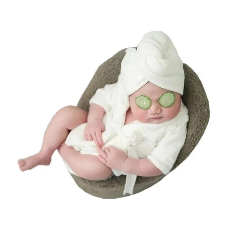 Newborn Photography Baby Bathrobe Set, Multi-color Hooded Bath Towel Outfit for Infant Photoshoot, Costume Accessories