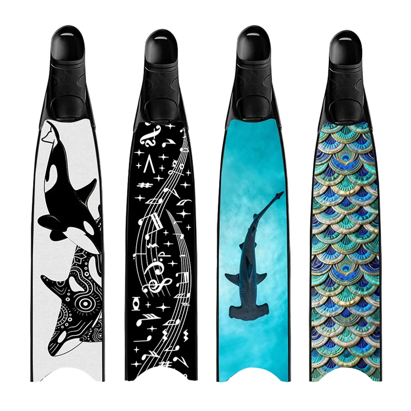 High-Performance Freediving Fins - Laser-Coated Fiberglass Flippers , Durable Frog Shoes for Free Diving Fishing Hunting