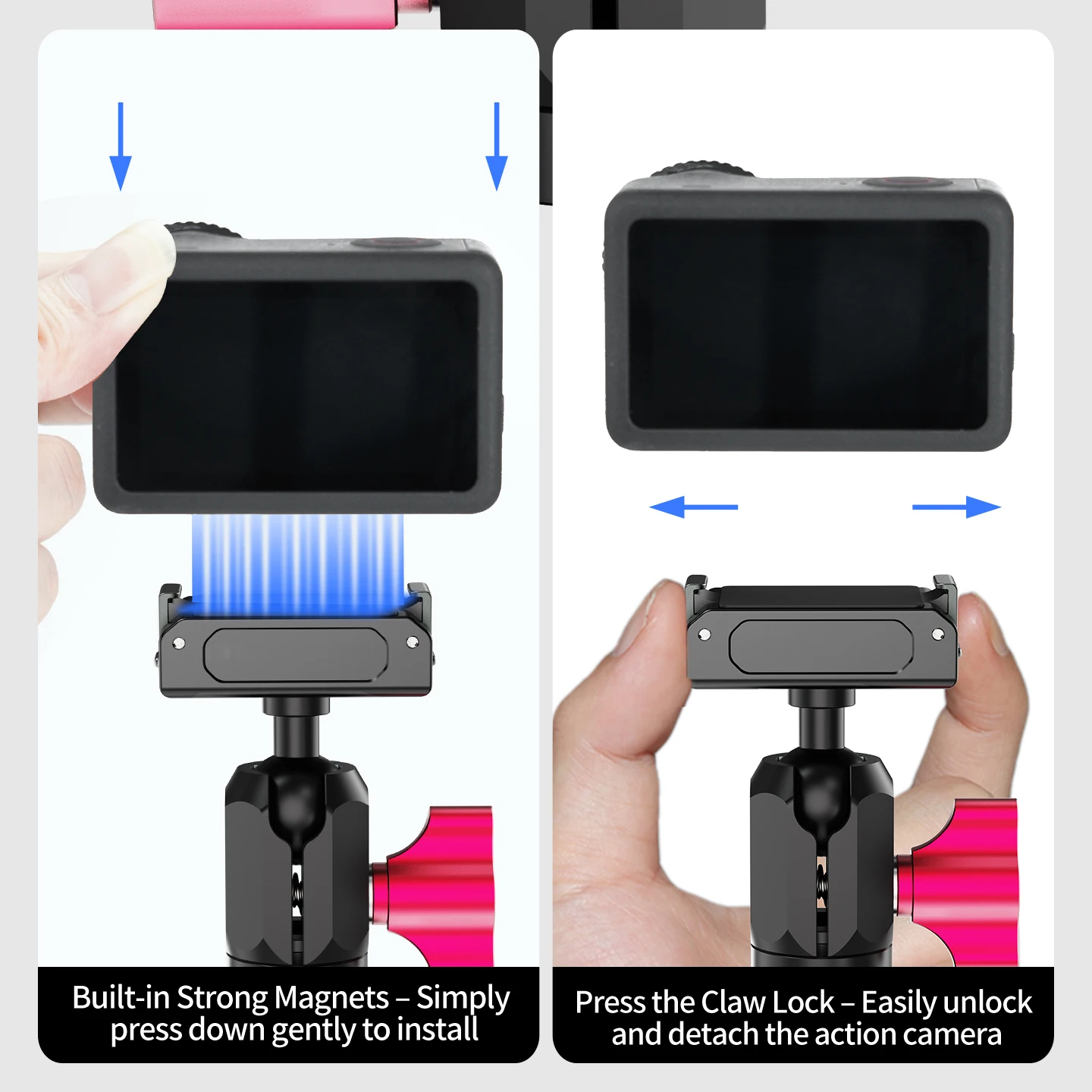 17mm Kugelkopf Magnetische Schnellverschluss-Halterung für DJI Osmo Action 6/5/4/3/Nano 360 ° Verstellbare Klemme 1/4" ARRI-Befestigung – Detail 8