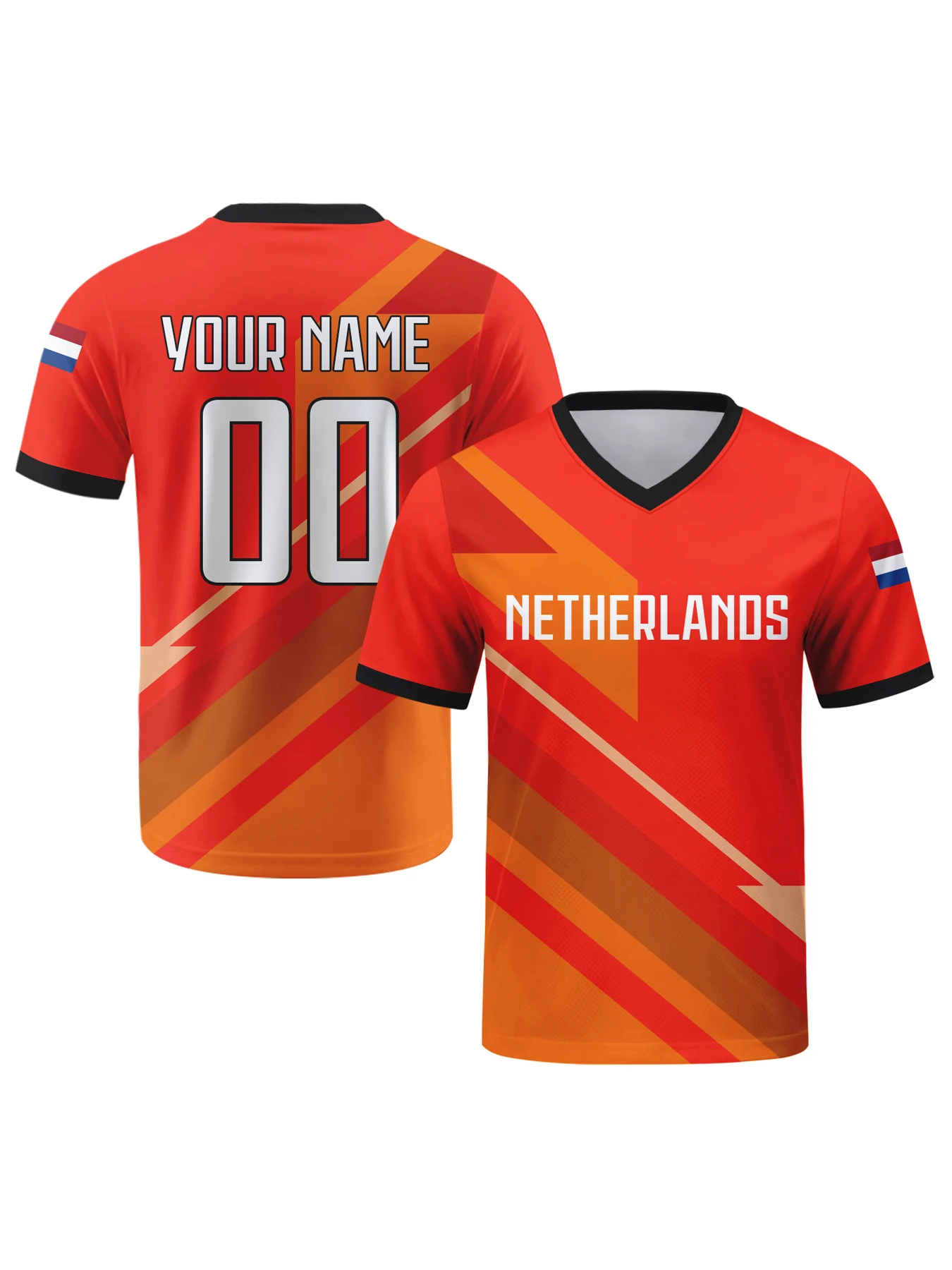Custom Netherlands Football Jersey Personalized with Name Number V-neck Soccer National Team Shirt for Men Youth Women