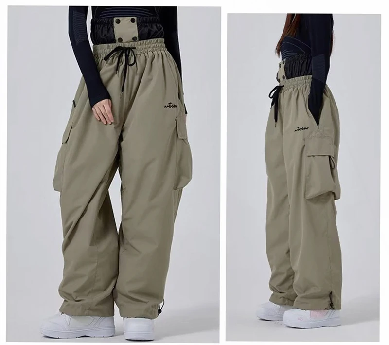 Uomo Donna Pantaloni da sci larghi Impermeabili 15000 Pantaloni da snowboard larghi antivento Pantaloni da neve Pantaloni cargo da sci hip-hop all'aperto