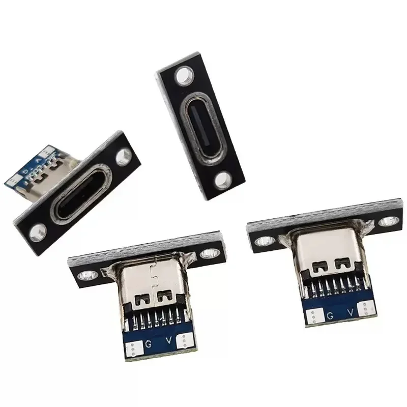 5/20 قطعة USB جاك 3.1 Type-C 2Pin 4Pin موصل سالب جاك منفذ شحن البيانات قاعدة شحن كهربائية صغيرة مع لوحة تثبيت
