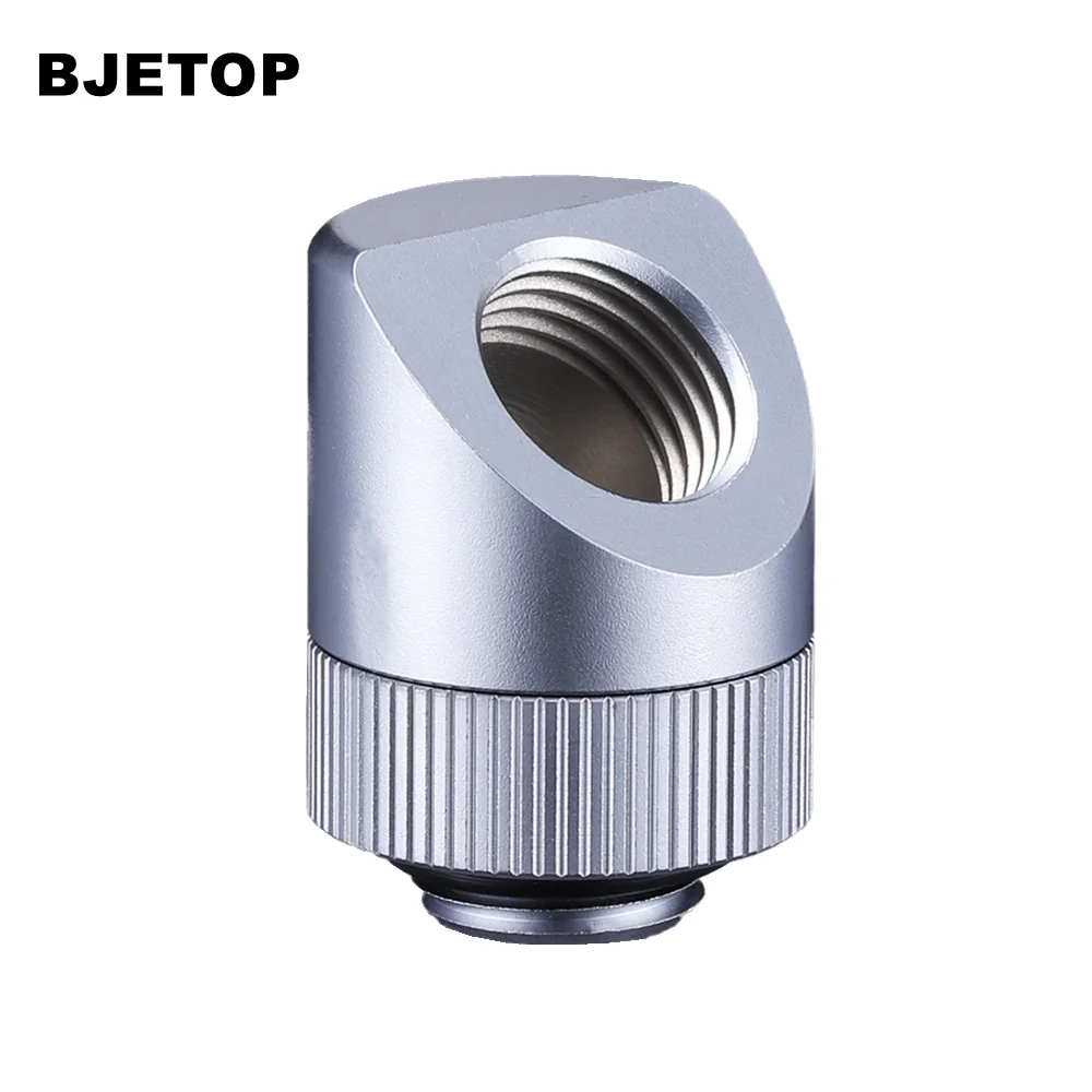 Bjetop-Accesorios de refrigeración por agua para ordenador, rosca de tornillo G1/4 pulgadas, accesorios rotativos de 45 grados, disipa de calor refrigerado por agua de cobre puro