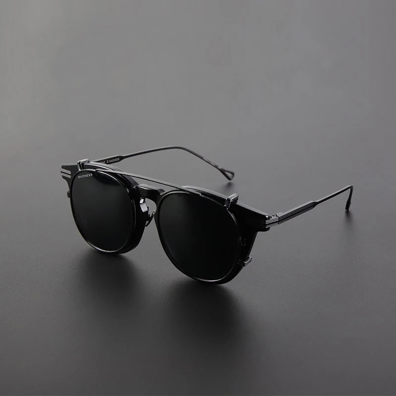 Vazrobe Clip Sunglasses Men Polarized Sunglass Lens +round Eyeglasses Frame Black Shades Lenses Fit Over Glasses Spectacles