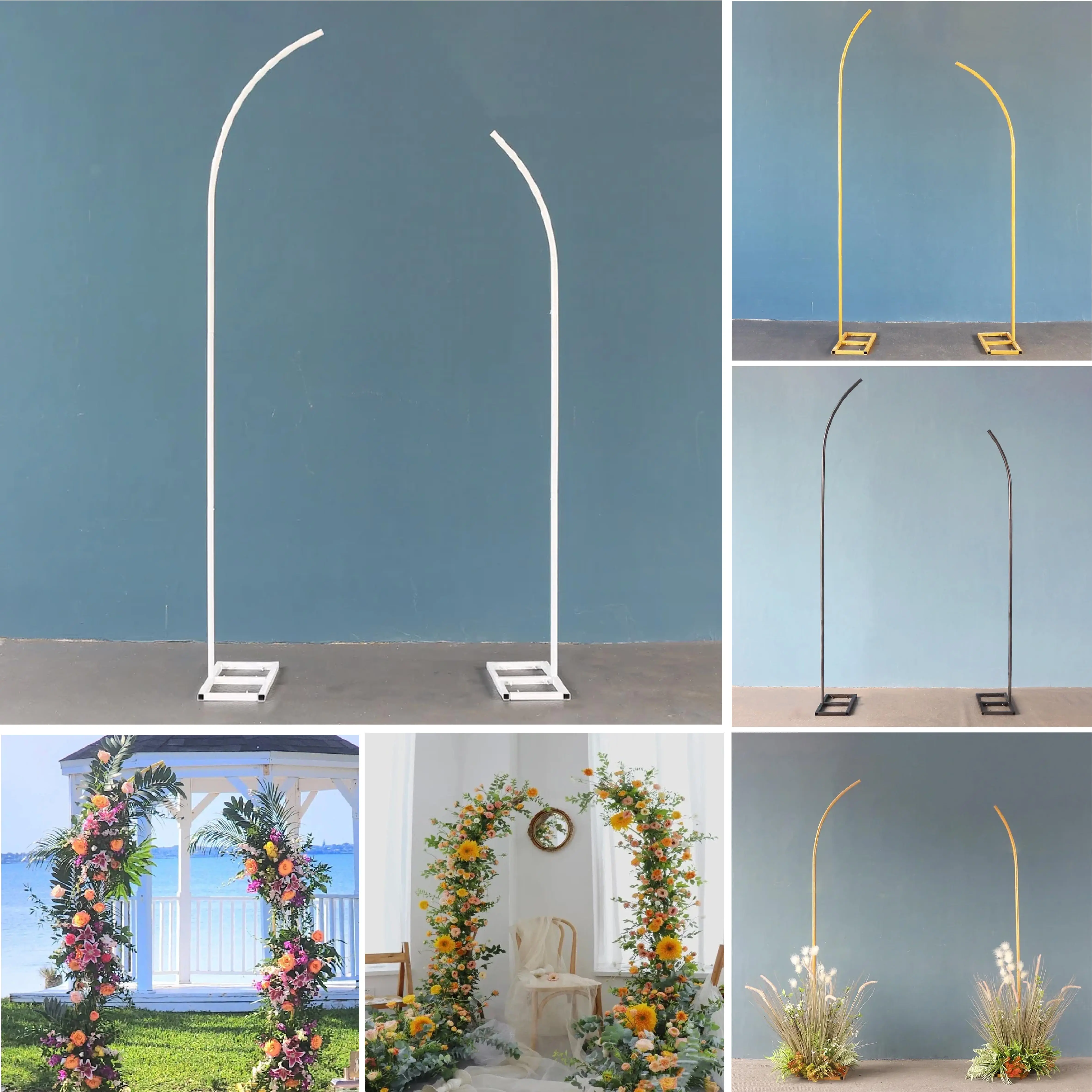 

2pcs Wedding Backdrop Arch Shelfs Outdoor Flower Decor Props Party Background Supplies Home Garden Metal Wrought Iron Stands