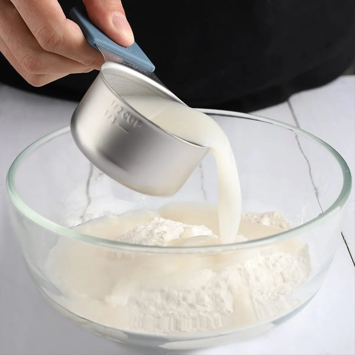 A013 Magnetic Measuring Cups Set Stainless Steel Heavy Duty Metal Measuring Cups for Dry and Liquid Ingredients (Multicolor)