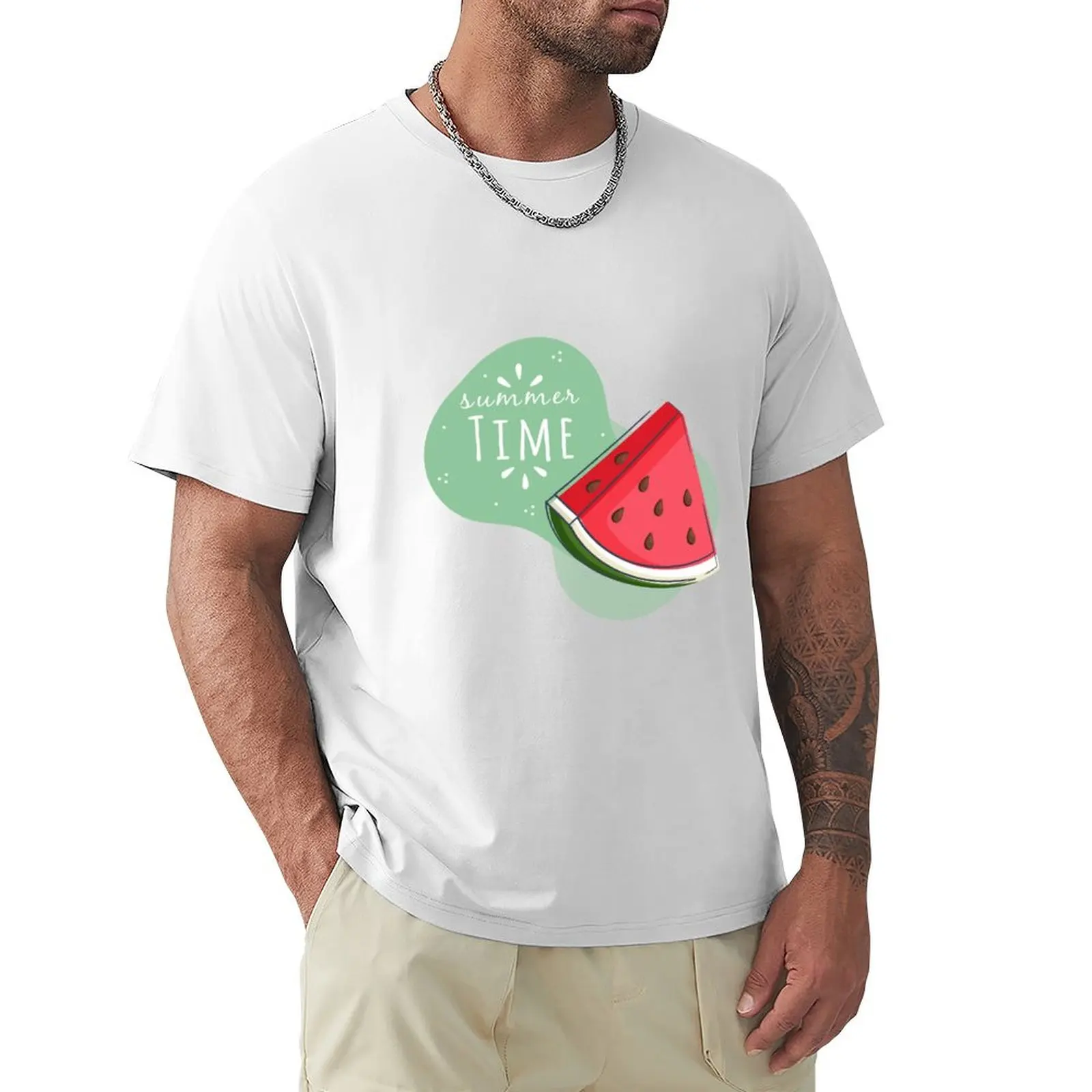 Summer Time, Watermelon T-Shirt oversized shirts graphic tees tops boys animal print mens graphic t-shirts funny