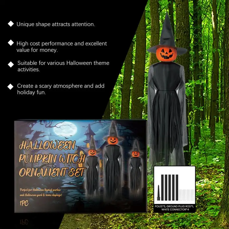 Halloween Pumpkin Witch Ornament Outside Ghost Pumpkin For Porch Terror Doll Hangable Decor Enhance Halloween Atmosphere