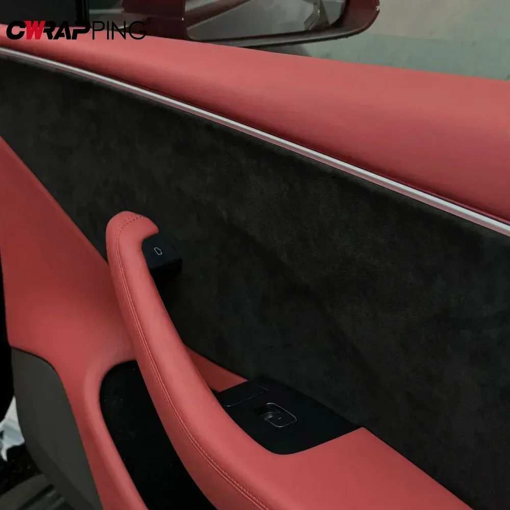 Наклейки для модификации салона автомобиля, высококачественная замшевая ткань, виниловая авто самоклеящаяся пленка, модификация автомобиля, дверная панель, верстак