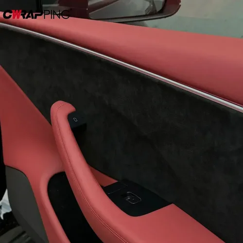 Imagen 2 del producto Pegatinas de modificación Interior de coche, tela de gamuza de alta calidad, vinilo, película autoadhesiva, banco de trabajo de Panel de puerta de modificación de coche