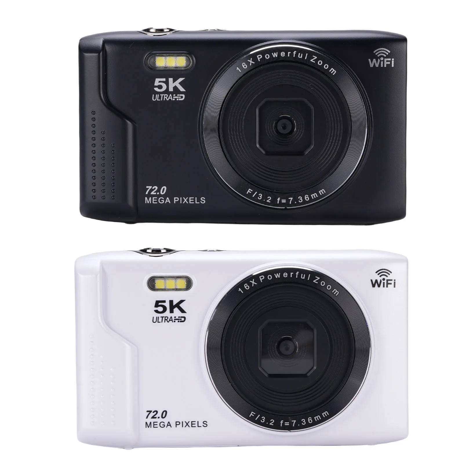 5K Digital Camera Portable Vlog Travel Camera LED Fill Light AF Autofocus 1200mAh Battery 2.8 inch LCD Screen for Photography