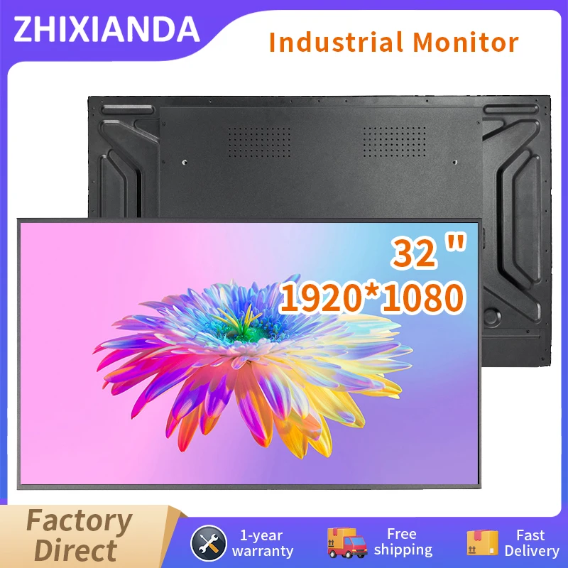 

32-дюймовый металлический корпус 1920*1080 промышленный монитор функция дистанционного управления, ЖК-дисплей с DVI VGA HDMI USB-интерфейс