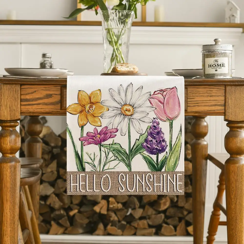 

P0140Summer daisy table flag, summer atmosphere decoration, home kitchen table cloth