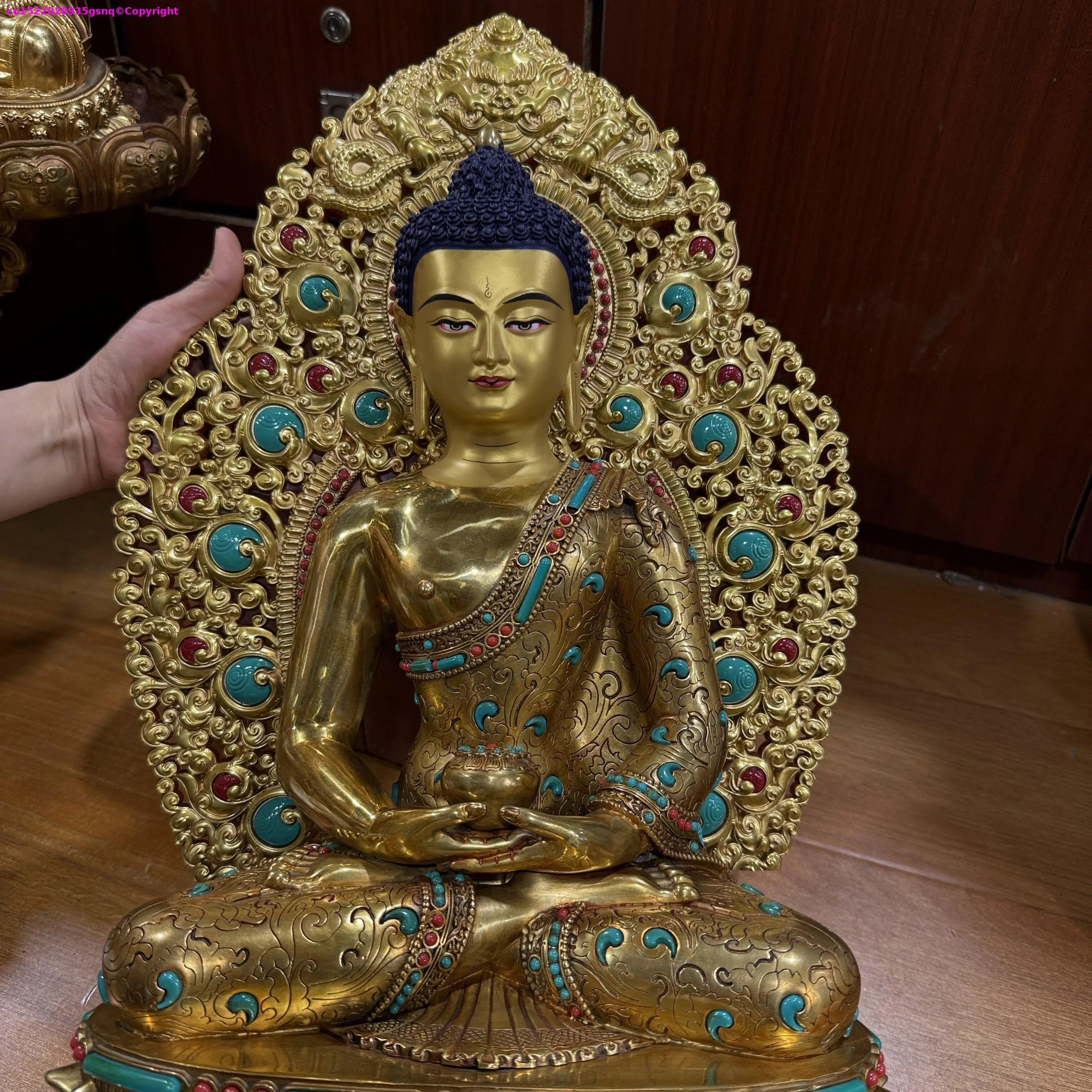 Temple Buddhist Hall worship monk sacrifices 49cm large Exquisite buddha statue Copper figure of Buddha Nepal tibet the buddha