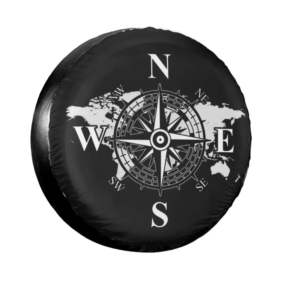 Compass With World Map Spare Wheel Tire Cover for Suzuki Mitsubish Cardinal Points Of Earth Vehicle Accessories 14