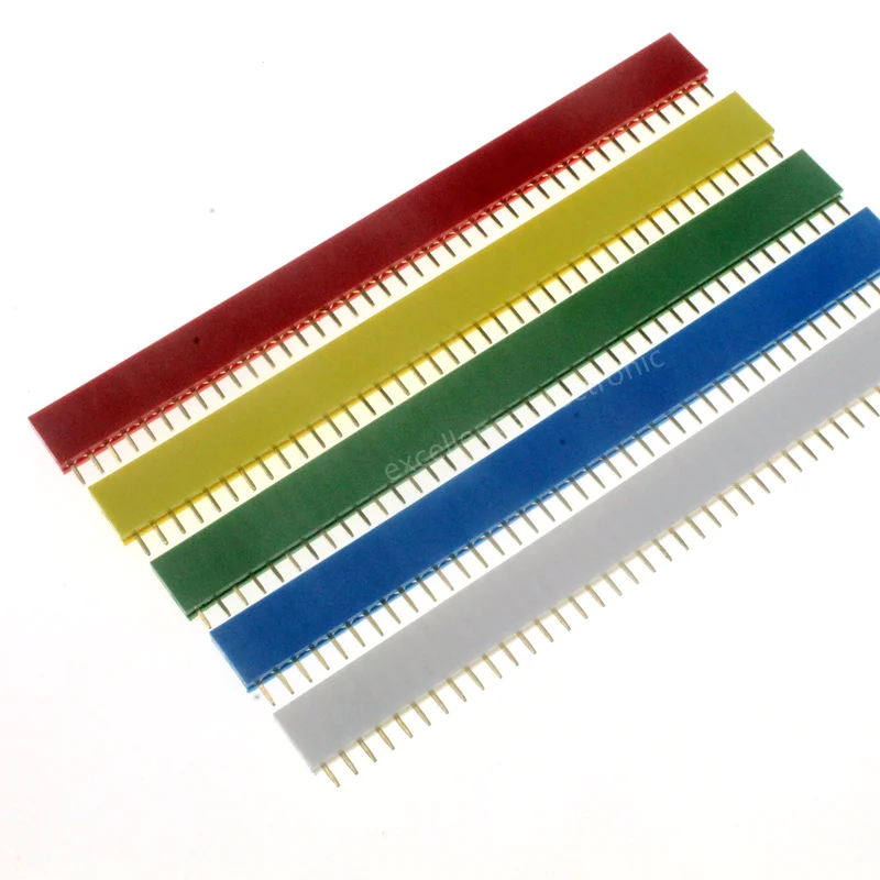 10pcs 2.54MM 40P Single Row Female Pin Socket Female Header Connector 40Pin Red Green Blue Yellow White Black