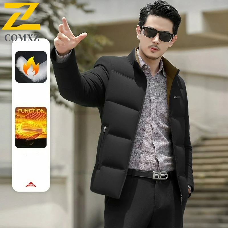 Winter Trendy Jacket Men's Casual Trendy Graphene Heating Parkas Coat Middle-aged Men Clothing Business Party Warm Padded Jacket
