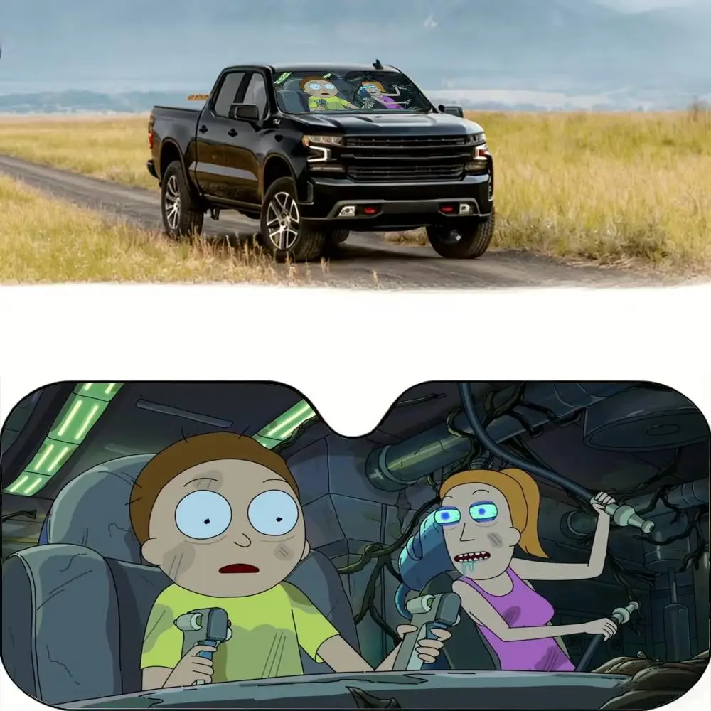 

Солнцезащитный козырек с изображением мультяшного персонажа R-Rick And MortyS, многоразовый, из алюминиевой фольги, защита от ультрафиолета, трехслойная теплоизоляция, солнцезащитные шторки для лобового стекла