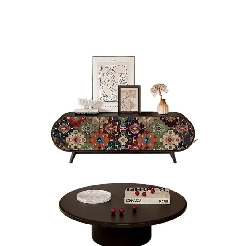 Living room solid wood TV, locker French retro decorative cabinet, bedroom bedside locker entrance