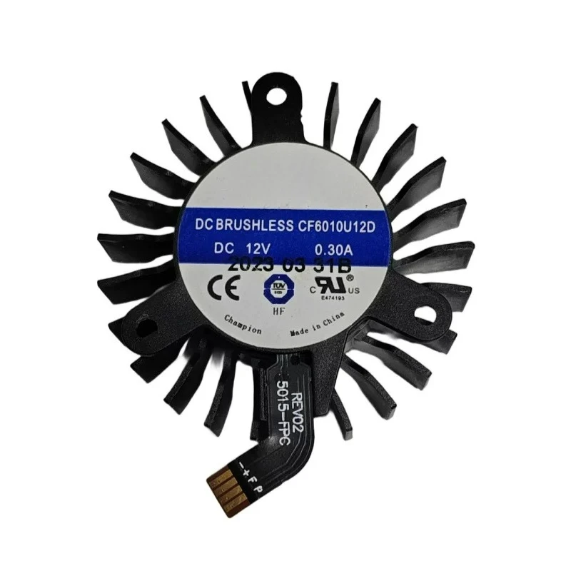 New for JuYu Fan Compatible with CF6010U12D, 44mm Diameter, 31mm Mounting Hole Spacing, Turbo Graphics Card Fan CF6025S12D