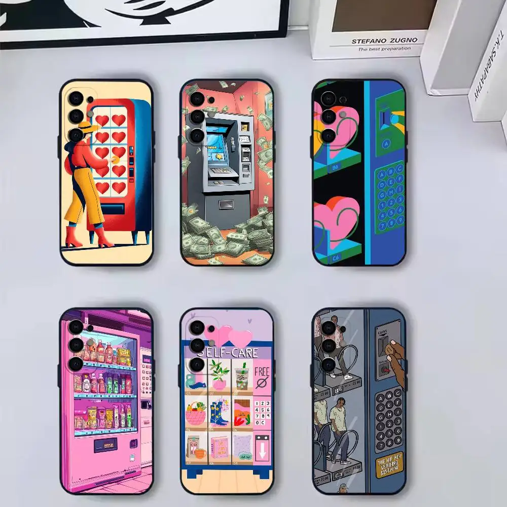 Vending M-Machine  Phone Case For Samsung S 25,24,23,22,30,21,10,9,Ultra,Plus,Lite,FE,4,5 G Soft Black Case