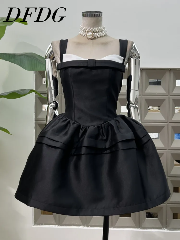 Dfdg feminino 2025 primavera verão tule vestido de baile elegante arco cintura vestido de festa à noite mangas bufantes vestido de casamento em camadas