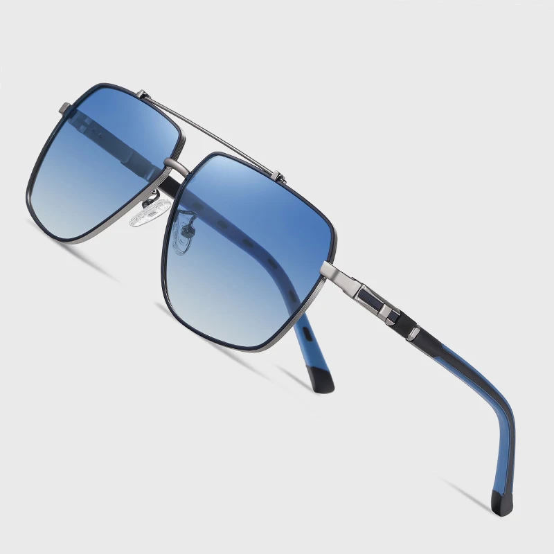 Spring Hinge Double Bridge Sunglasses 2025 Men Polarized High Quality Night Driving Big Square Sunglasses