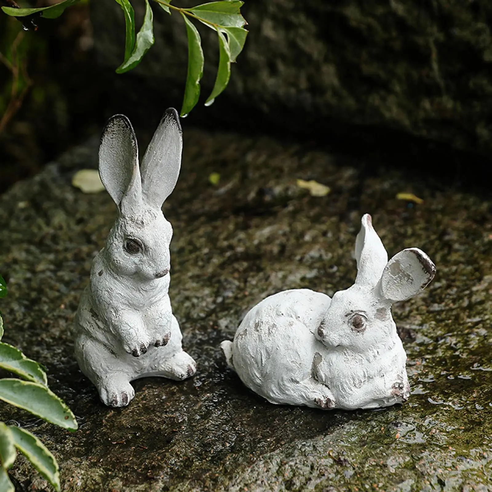 

2x Resin Bunny Statues Yard Decorations Bunny Figurines Decorative Animal