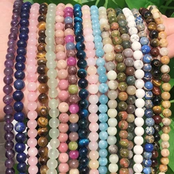 4/6/8/10mm Natural Stone Beads Black Agate Amethyst Tiger Eye Crystal Lava Round Loose Beads for Jewelry Making Diy Bracelet