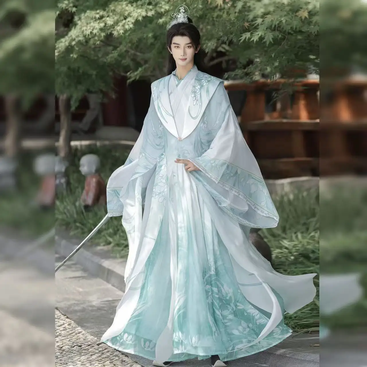 Costume cosplay marziale fata di Halloween originale Hanfu uomo donna tradizionale cinese periodo Weijin camicia a maniche lunghe abito lungo