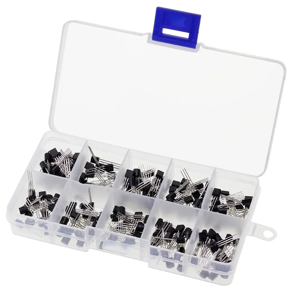 

200Pcs Transistor Kit BC327 BC337 2N2222 2N2907 2N3904 2N3906 S8050 S8550 A1015 C1815 PNP/NPN 10 Values TO-92 Transistors Set Em