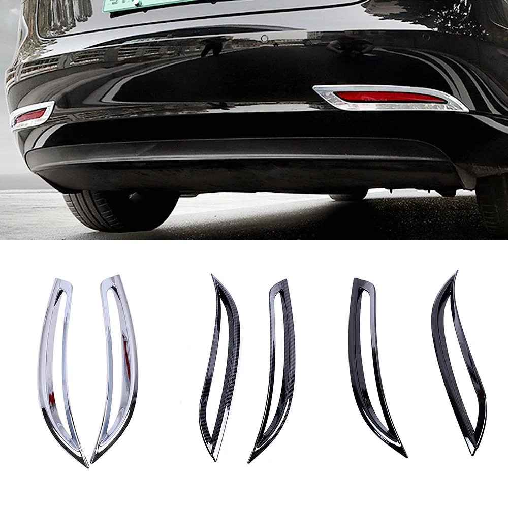 For Tesla Model 3 Rear Fog Light Foglight Lamp Ring Frame Cover Trim Black Carbon Fiber Silver Color Sticker