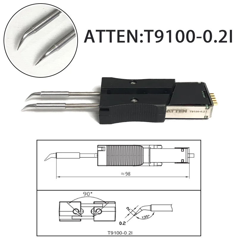 ATTEN T9100-0.2i для ST-1509/9150/N9100 паяльная головка, сменный паяльный пинцет со встроенным нагревательным сердечником