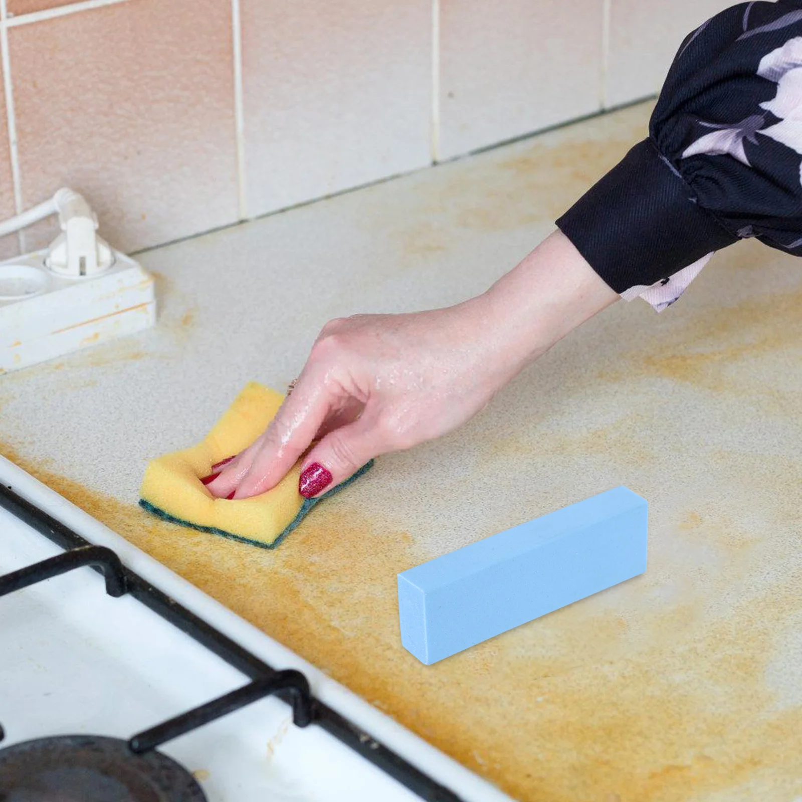 

Blue Rubber Cleaning Stone for Removing Limescale and Water Spots on Stainless Steel Surfaces Bathroom Sink