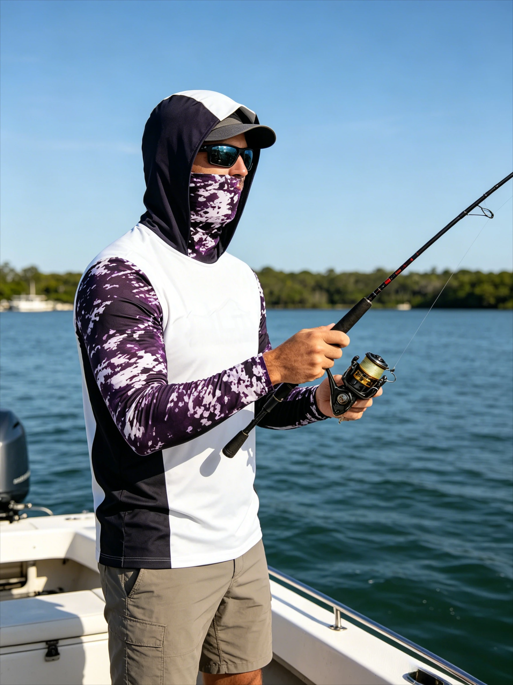 

2026 Fishing Clothing Men's Long Sleeve Mask Hooded Fishing Shirts Upf 50+ Uv Protection Performance Fishing Apparel