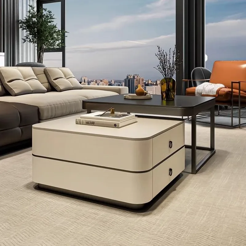 

Light luxury can make tea Italian slate coffee table living room home telescopic