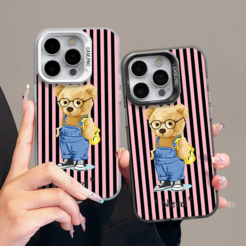 Für Samsung Galaxy S21 S26 S25 S24 S23 S22 Ultra Plus FE Hülle Gestreiftes Niedliches Bärenmuster Cover Für A16 A15 A36 A54 A55 A56 Funda – Detail 1