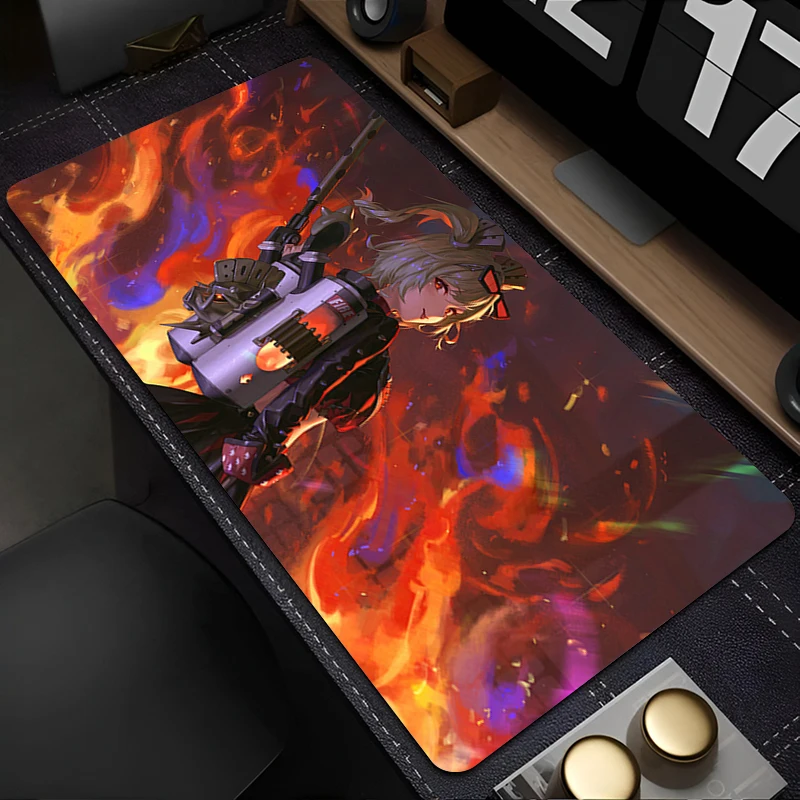 Zenless Zone Zero Burnice Weißes Mauspad, Gaming-Mauspad, HD-Schreibtischunterlage, rutschfestes PC-Zubehör, Tastatur-Pad, Gummi, verlängertes Pad