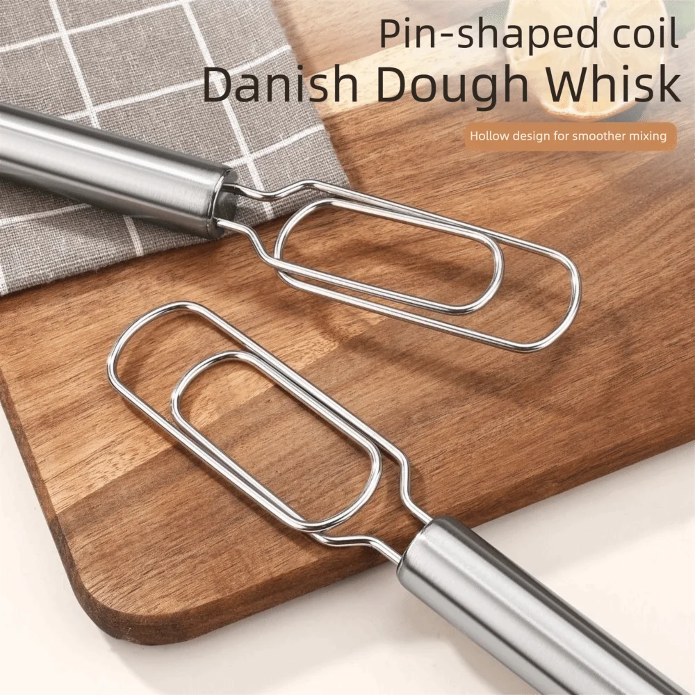 Stainless Steel Hand Whisk Mixer Non-Stick Ergonomic Handle Manual Dough Blender Rustproof Multifunctional Flour Whisk