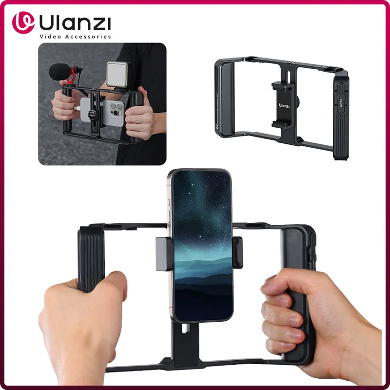 

Ulanzi MA05 Universal Phone Cage Smartphone Video Rig W Cold Shoe 1/4'' Mount Filmmaking Handheld Phone Video Grip Tripod Stand