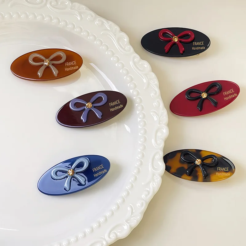 1PC 水ダイヤモンドちょう結びヘアクリップオーバルカモノハシ前髪サイド破片クリップ女性ガールズスタイリングヘアアクセサリー