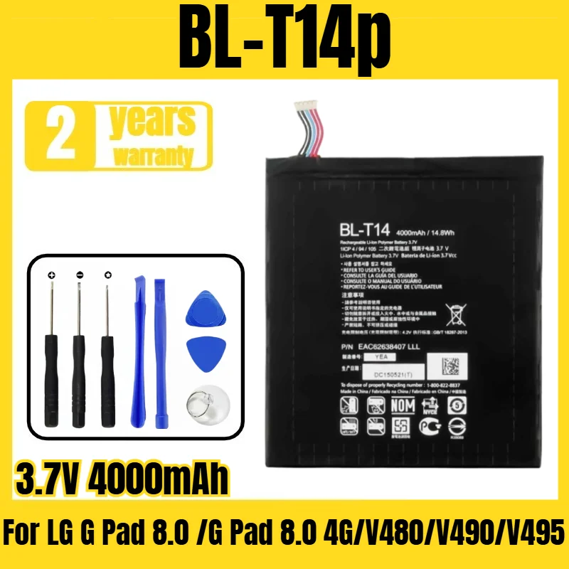 BL-T14p tablet battery, suitable for LG G Pad 8.0 /G Pad 8.0 4G/V480/V490/V495 battery new large capacity,free tool 3.7V 4000mAh