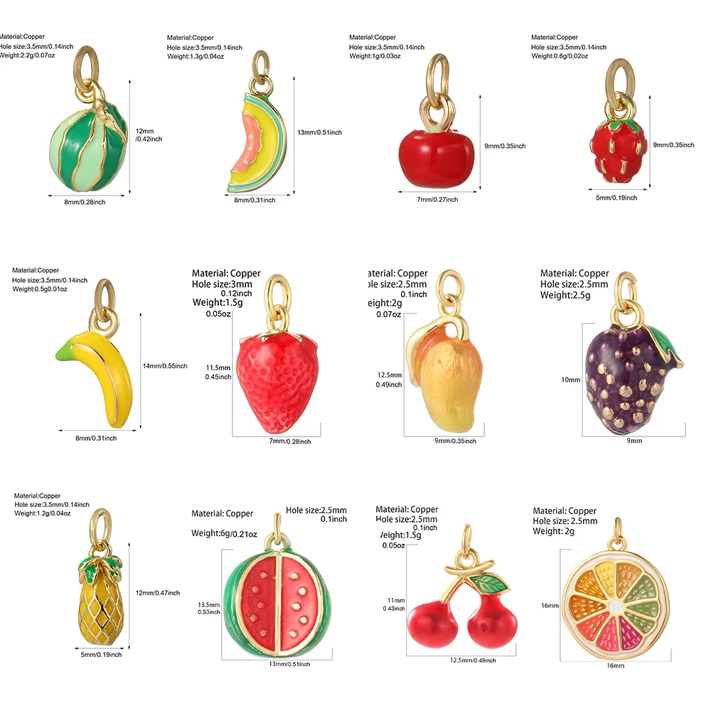 Cute Cherry Lemon Charm Summer Fruit Pendant Jewelry DIY Woman Earrings Necklace Bracelet Keychain Charms for Jewelry Making