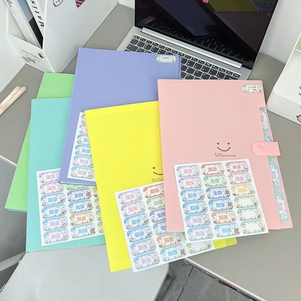 Simple Portable Expanding File Bag Large Capacity Waterproof Test Paper Storage Bag Smile PC a4 File Folder