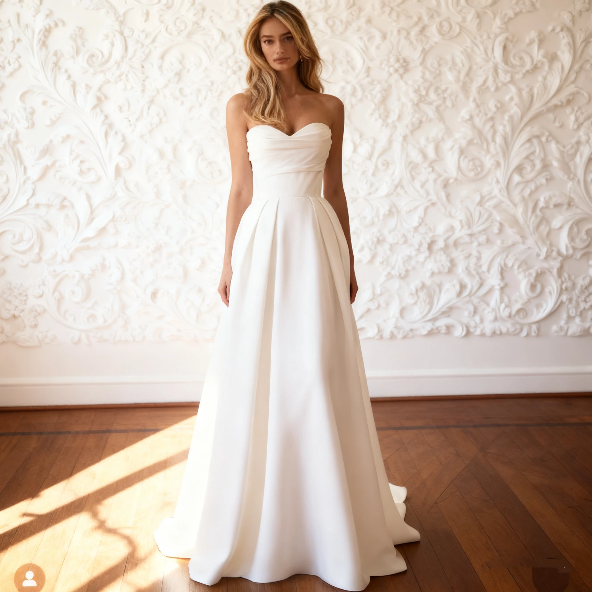 تخصيص لتدابير فستان الزفاف ألف خط بسيط الحبيب ذيل محكمة زي العرائس أنيقة وصمة عار الطية vestidos de novia