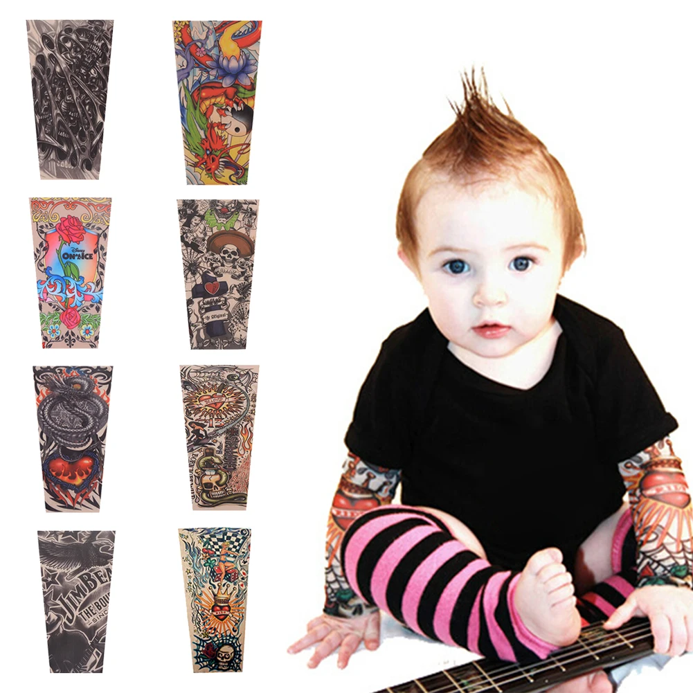 Nieuwe Kinderen Outdoor Sport Zomer Koeling Basketbal Running Flower Arm Mouwen Zonwering Arm Cover Tattoo Arm Mouwen