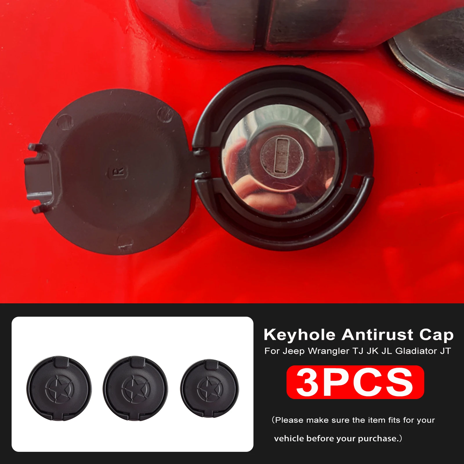 Car Door Lockhole Protect Cover Trim For Jeep Wrangler TJ JK JL Gladiator JT Keyhole Antirust Cap Exterior Parts Accessories
