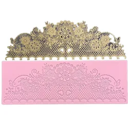 Crown Flower Cake Lace Mat Silicone Mold Fondant Sugar Lace Mat Moulds Fondant Decorating Tools Bakery Stencil M664